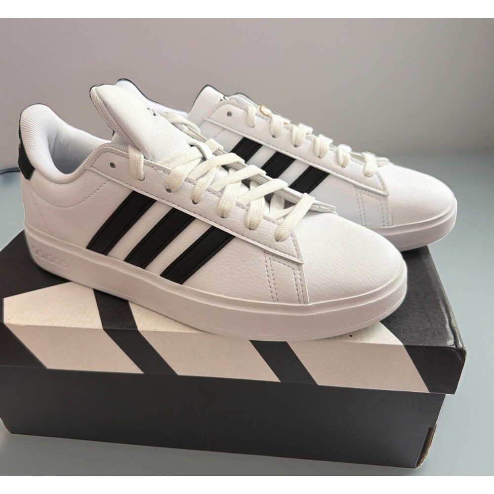 New Womens  Adidas Grand Court 2.0 White Black Sz 6.5 Sneakers